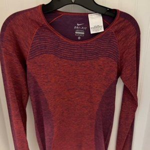 Nike running Wine/pink colored dri-fit long sleeve workout top- Size XS